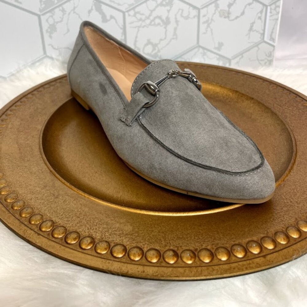 Grey Suede Loafers | Classic Slip-On Dress Casual Shoes |Soft Suede Comfort Flat